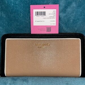 Kate Spade Black and Tan Color block Wallet Sleek Design